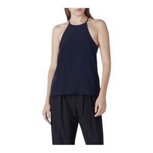 Tibi Eco Silk Halter Cami Top in 100% Silk Navy Blue Crepe Size 10